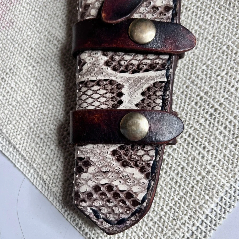 Custom Snake Leather Knife Sheath Fixed Blade Holster Brown Exotic Snakeskin 7in